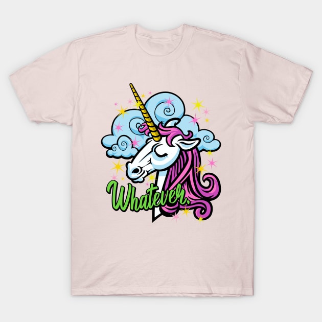 Unicorn Saying Whatever T-Shirt by DavesTees